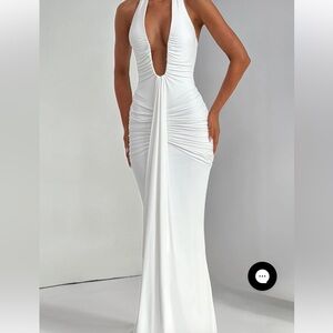 Chic White Backless Halter Dress